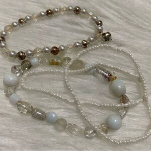Elegant Pearl and Gold Beaded Bracelet Set